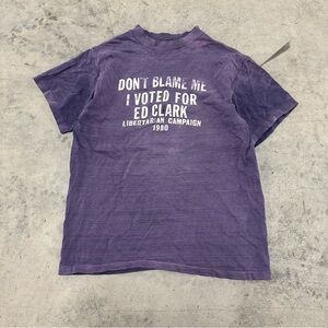 Vintage 80s Libertarian Campaign Ed Clark Tee Large